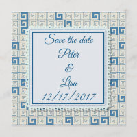 Convite de casamento com padrão grego