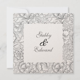 Convite de Casamento com Padrão Preto e Branco Clá