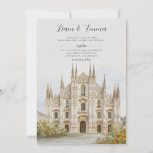 Convite de Casamento com Paisagem de Milão