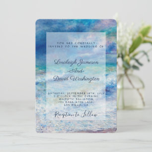 Convite de casamento com paisagem marinha