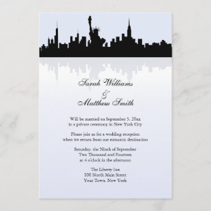 Convite de Casamento com Paisagem Noturna de Nova 