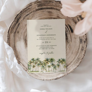 Convite de Casamento com Palmeira Elegante e Códig