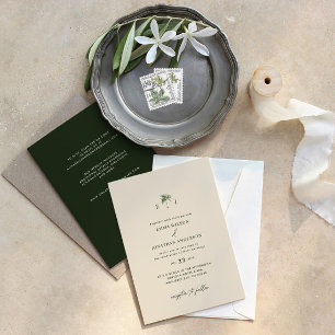 Convite de Casamento com Palmeira Elegante e Códig