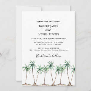 Convite de Casamento com Palmeira em Aquarela Mode
