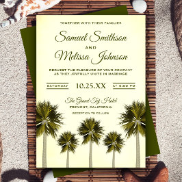 Convite de Casamento com Palmeiras Tropicais Vinta