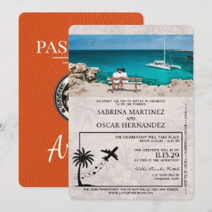Convite de Casamento com Passaporte da Aruba Laran