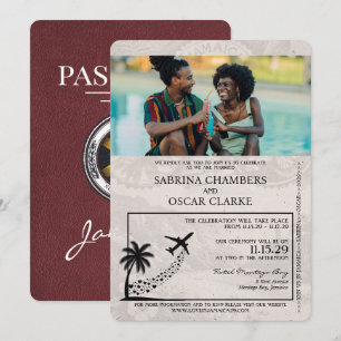 Convite de casamento com passaporte da Jamaica em 