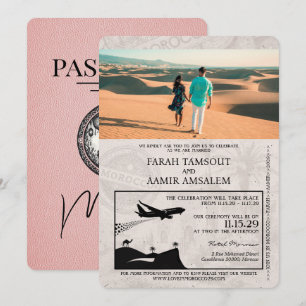 Convite de casamento com passaporte marroquino ros