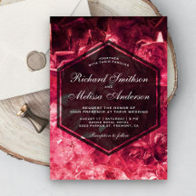 Convite de Casamento com Pedra Preciosa Vermelha R