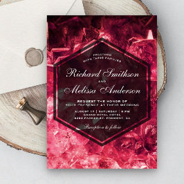 Convite de Casamento com Pedra Preciosa Vermelha R