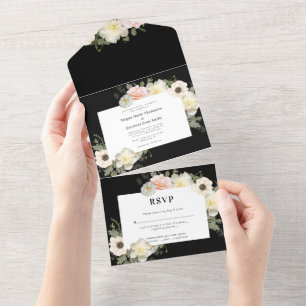 Convite de Casamento com Peonias e Anêmonas em Flo