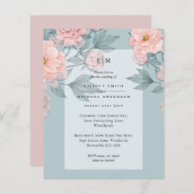 Convite de Casamento com Peônias Rosa Cor-de-Rosa 