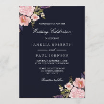 Convite de Casamento com Peônias Rosa em Aquarela