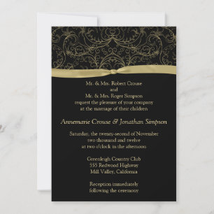 Convite de Casamento com Pergaminhos e Fita Dourad