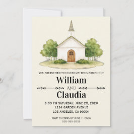 Convite de Casamento com Pintura aquarela do Local