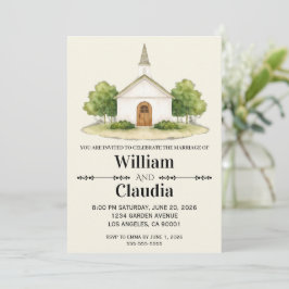 Convite de Casamento com Pintura aquarela do Local