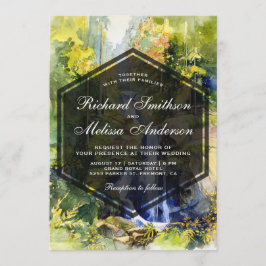 Convite de Casamento com Pintura de Paisagem de Ca