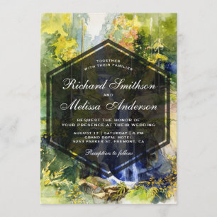 Convite de Casamento com Pintura de Paisagem de Ca