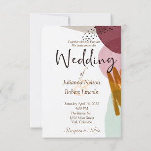 Convite de casamento com pintura em estilo moderno
