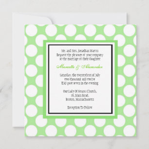 Convite de Casamento com Pontos Verde Polca