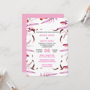 Convite de Casamento com Porta Dobrável de Flor Si