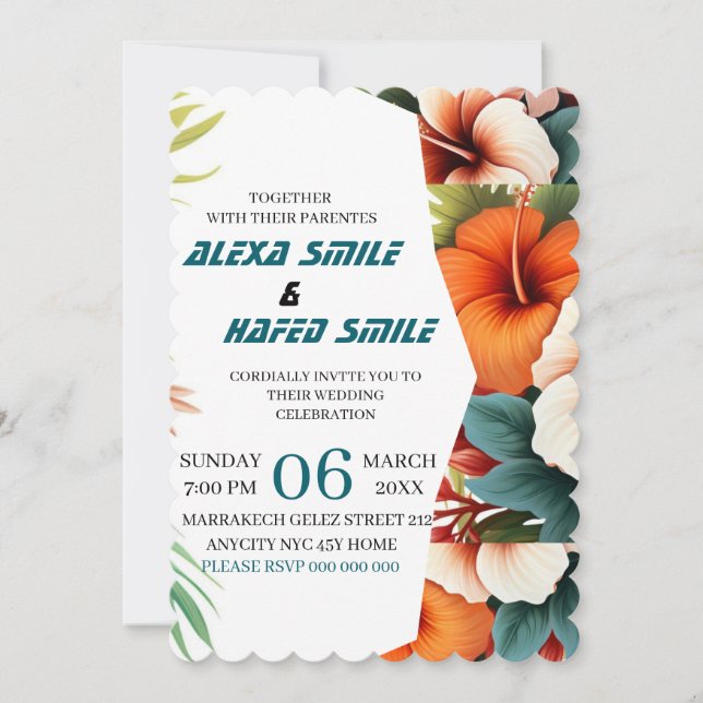 Convite de Casamento com Porta Dobrável de Flor Si (Frente)