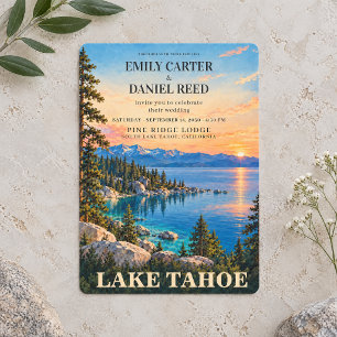 Convite de Casamento com Poster Vintage do Lago Ta