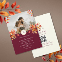 Convite de Casamento com QR Code de Foto de Outono