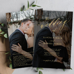 Convite de casamento com QR code e foto em script 