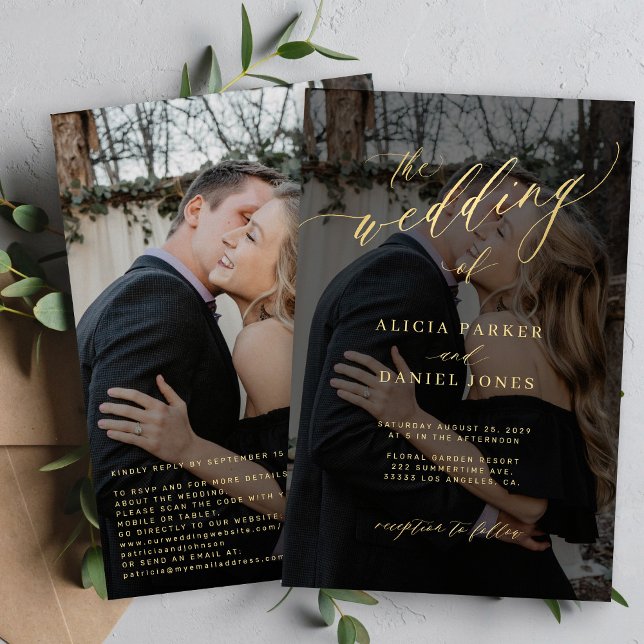 Convite de casamento com QR code e foto em script  (Criador carregado)