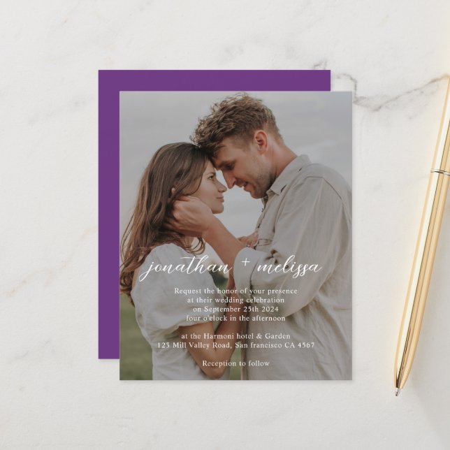 Convite de Casamento com QR Code Elegante Moderno  (Frente/Verso In Situ)
