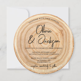 Convite de Casamento com QR Code em Madeira Rústic