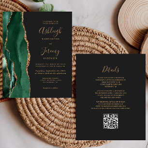 Convite de Casamento com QR Code em Ouro Verde Esm