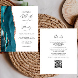 Convite de Casamento com QR Code em Rosa Dourado O