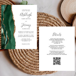Convite de Casamento com QR Code em Verde Esmerald