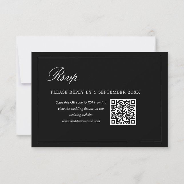 Convite de casamento com QR Code RSVP minimalista  (Frente)
