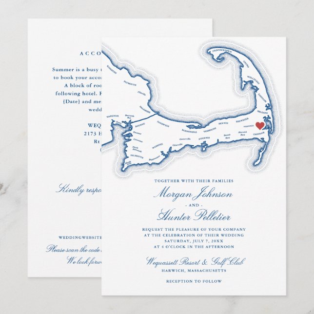Convite de casamento com QR code RSVP tudo-em-um d (Frente/Verso)