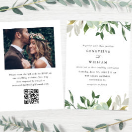 Convite de Casamento com QR Foto Aquarela Verde