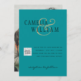 Convite de Casamento com QRCode para RSVP SeaGlass