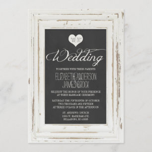 Convite de Casamento com Quadro Rústico Branco e G