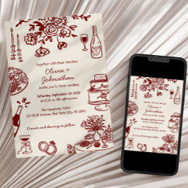 Convite de Casamento com Rabiscos/Desenhos à Mão