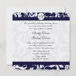 Convite de Casamento com Redemoinhos de Damasco Az
