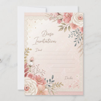 Convite de Casamento com Renda Floral Blush