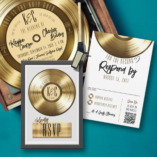 Convite de Casamento com Resposta Placa de Disco d