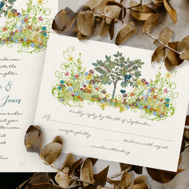 Convite de Casamento com Rodopio de Flores de Amor (Criador carregado)