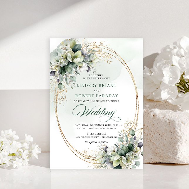 Convite de casamento com rosas brancas botânicas s (Dreamy botanical white roses wedding invitation)