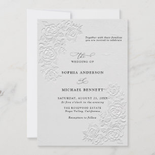Convite de Casamento com Rosas Brancas Falsamente