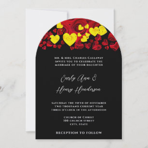 Convite de Casamento com Rosas de Coração Amarelo
