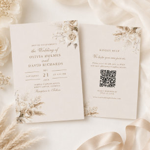 Convite de Casamento com Rosas de Marfim em Champa