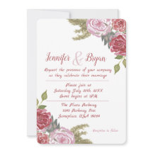 Convite de Casamento com Rosas em Aquarela